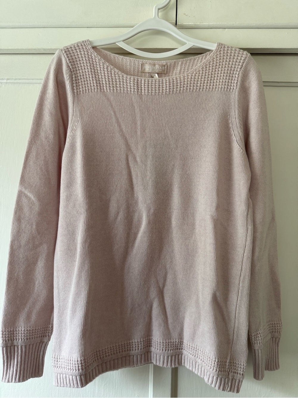 Benedetta B Italy Light Pink Women’s Knit Sweater Merino Wool Sz M Made in Italy